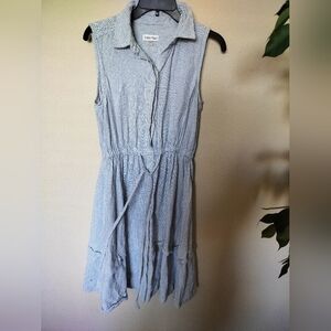 Calvin Klein Blue and White Striped Shirt Dress Midi